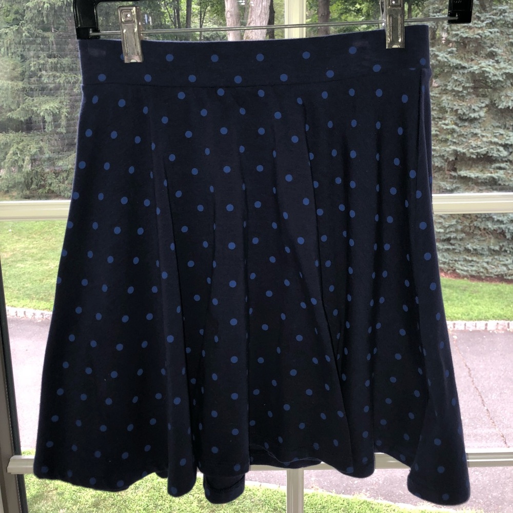Navy Blue Polka Dot Skater Skirt